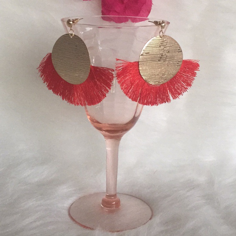 🌹Palm Beach Boho Style Red Fringe Earrings